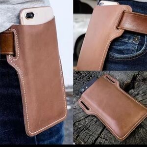 New Tan PU Leather Phone Belt Case